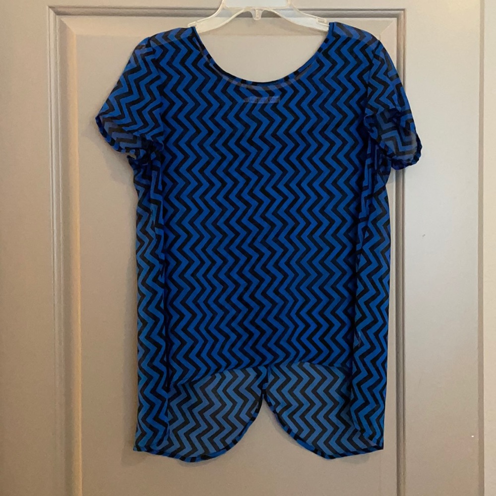 Sheer Zig Zag Open Back Blouse